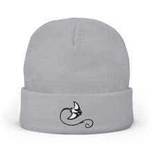 Load image into Gallery viewer, Gray beanie with a black embroidered design on a white background