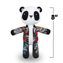 Load image into Gallery viewer, Plush panda toy with colorful patterns on a white background