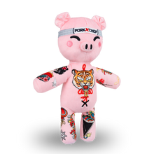 Load image into Gallery viewer, Pink plush toy with tattoos and a tiger design on a white background