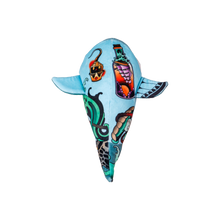 Load image into Gallery viewer, Colorful shark-shaped plush toy with tattoos