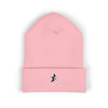 Load image into Gallery viewer, beanie with a black and white logo