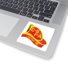 Load image into Gallery viewer, Lakeport Fire Hat Stickers, Fun Square Stickers, Firefighter Gifts, Laptop Decor, Fire Department Merchandise, Unique Custom Decals
