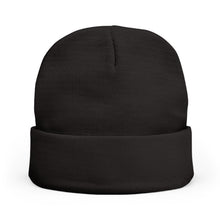 Load image into Gallery viewer, Black beanie hat on a white background
