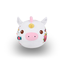 Load image into Gallery viewer, White plush toy with unicorn design 
