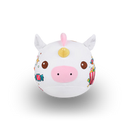 White plush toy with unicorn design 