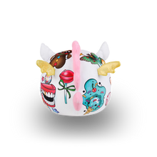 Load image into Gallery viewer, White plush toy with unicorn design
