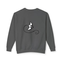 Load image into Gallery viewer, Gray sweatshirt with a black manta ray design on the back against a white background
