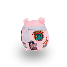 Load image into Gallery viewer, Pink plush toy resembling a pig with 'Pork Chop' headband 
