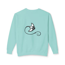 Load image into Gallery viewer, Light blue sweatshirt with a black manta ray design on the back against a white background
