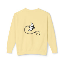 Load image into Gallery viewer, Light yellow sweatshirt with a black abstract design on the back against a white background
