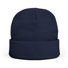 Load image into Gallery viewer, Navy blue beanie on a white background
