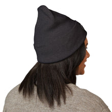 Load image into Gallery viewer, Person wearing a black beanie on a white background
