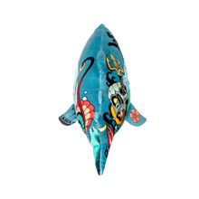 Load image into Gallery viewer, Colorful shark-shaped plush toy with tattoos 
