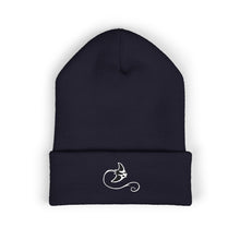 Load image into Gallery viewer, beanie with a black and white logo
