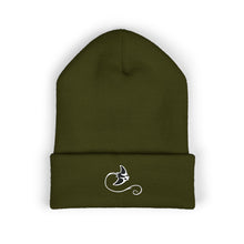 Load image into Gallery viewer, beanie with a black and white logo
