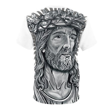Load image into Gallery viewer, Metallic sculpture of a bearded figure with a crown of thorns on a white background
