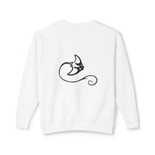 Load image into Gallery viewer, White sweatshirt with a black abstract design on the back against a white background
