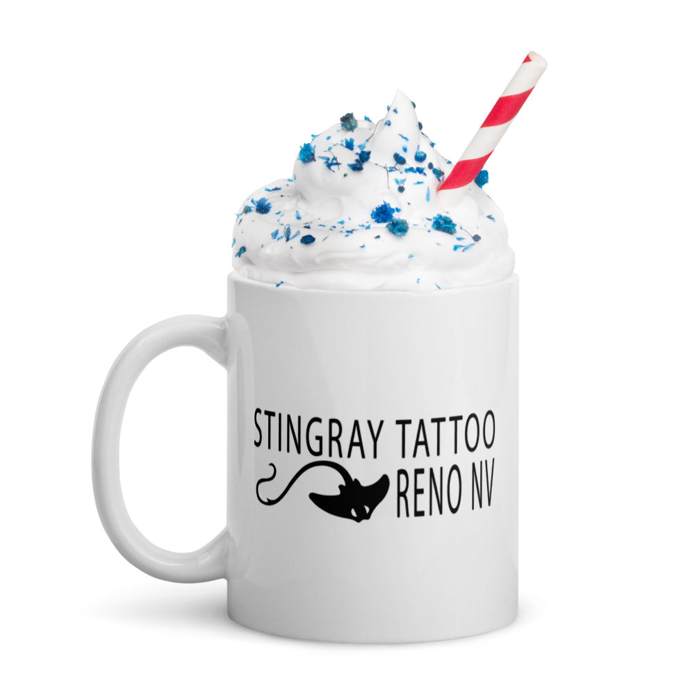 Stingray tattoo White glossy mug
